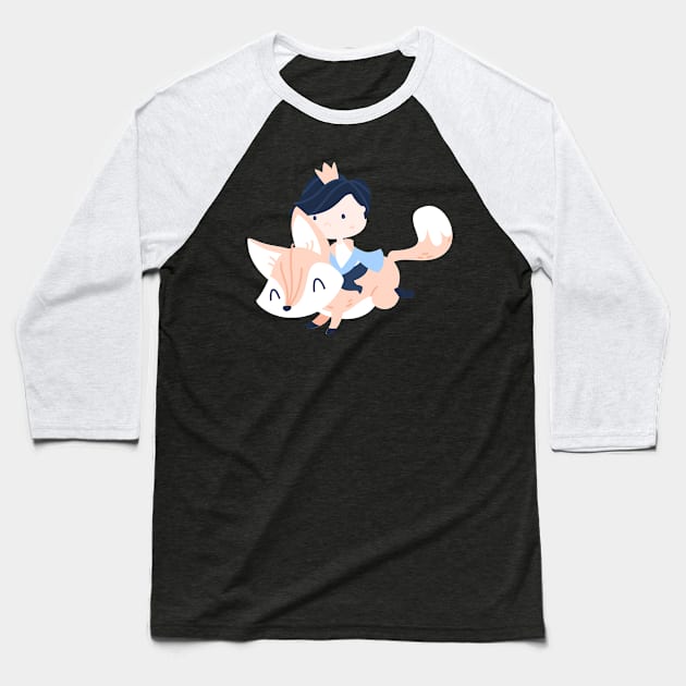 Little Prince and Fox Baseball T-Shirt by Brzozowska